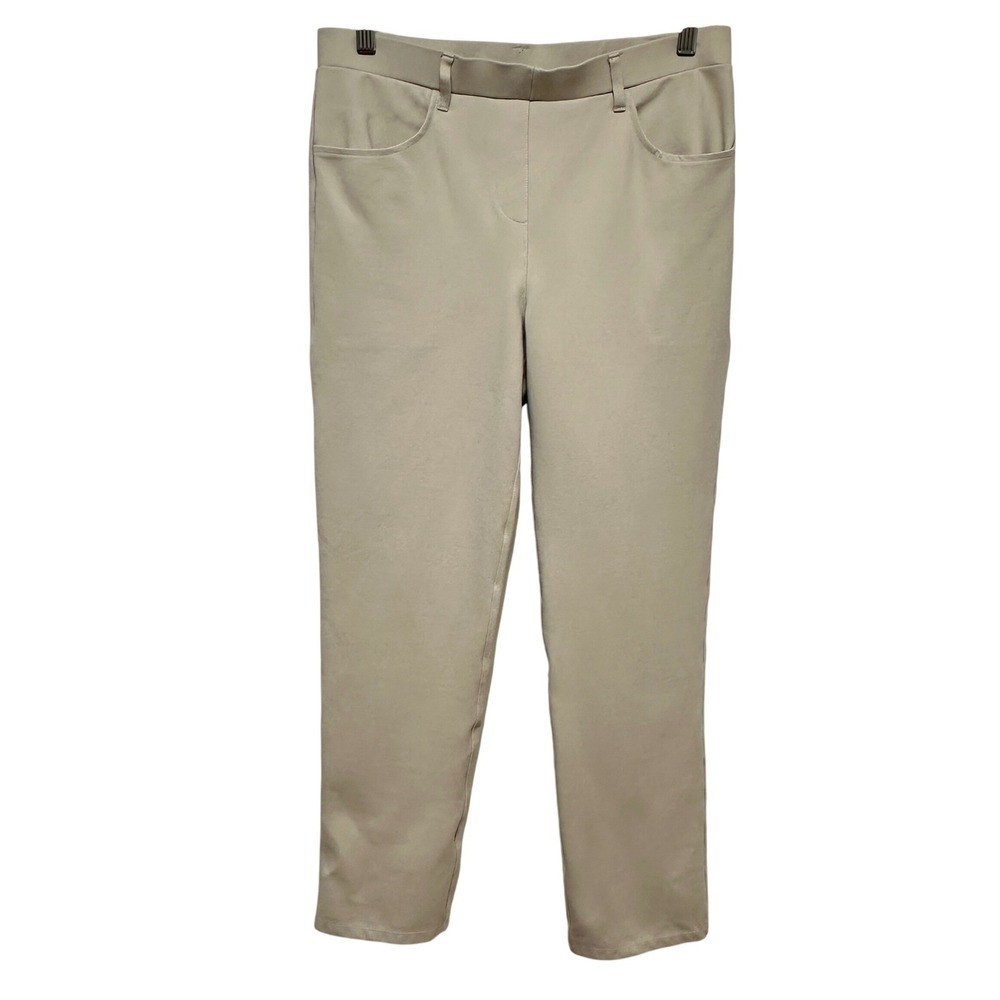 Quince Ultra-Stretch Ponte Straight Leg 4-Pocket‎ Pant Ecru Petite Medium Office